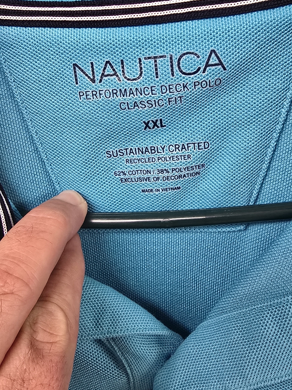Nautica Mens XXL Aqua Blue Performance Deck Polo Shirt Contrast Trim Classic Fit - Picture 4 of 9